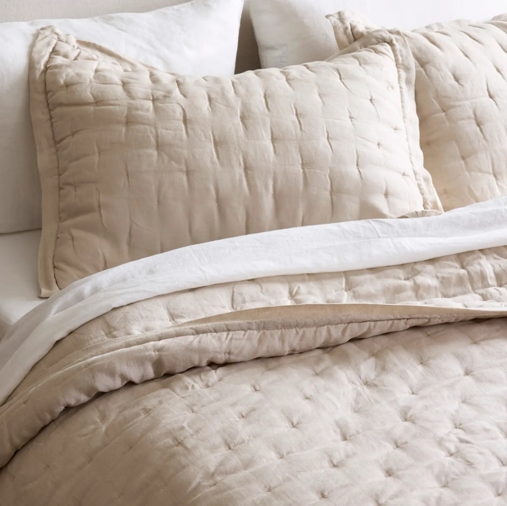 Quince Linen Sand Dream Quilt & 2 Sham Set ! Sz. King/ Cal King! (690) - Picture 4 of 15